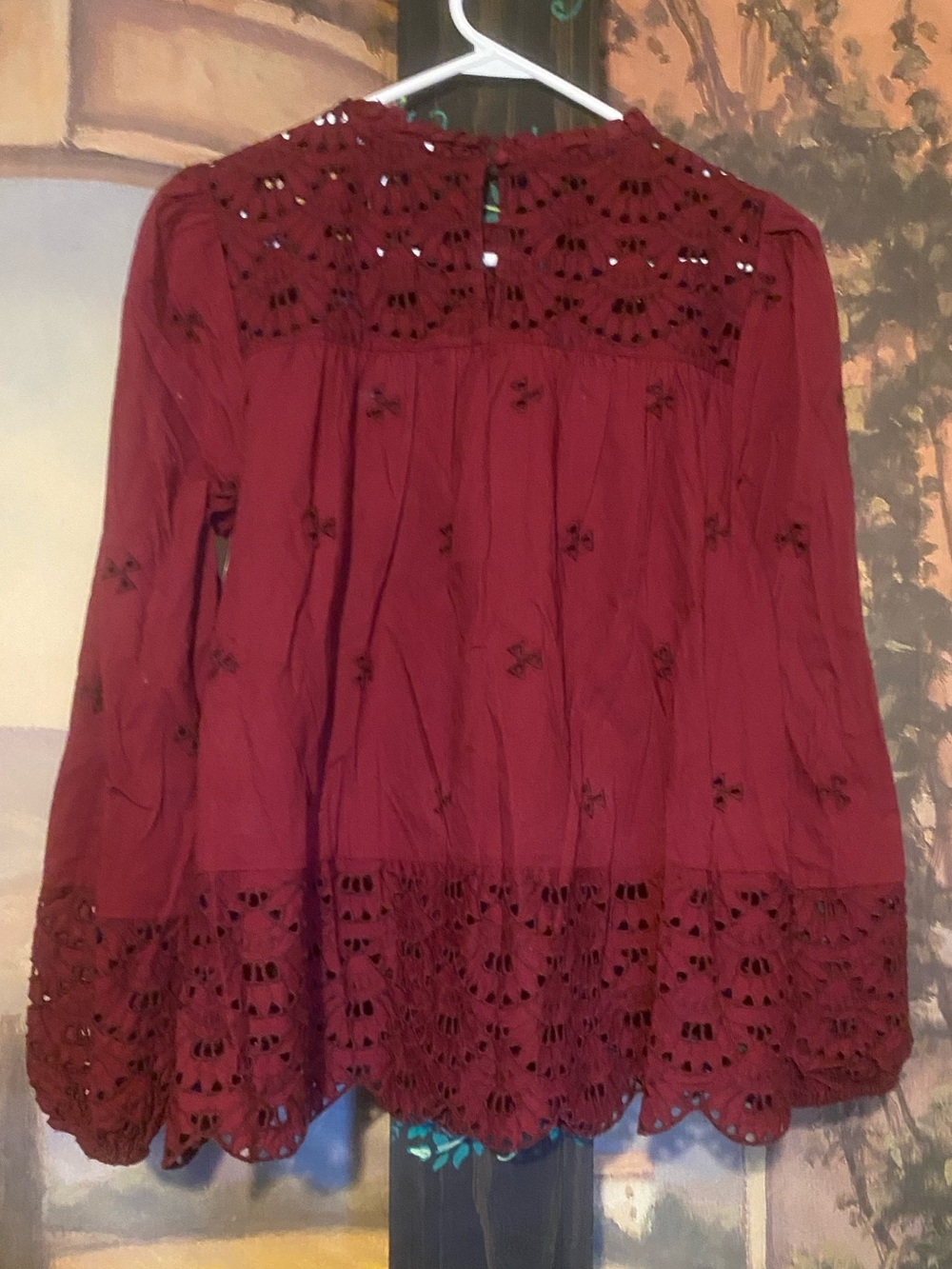 Eyelet Burgundy Blouse - Picture 3 of 6